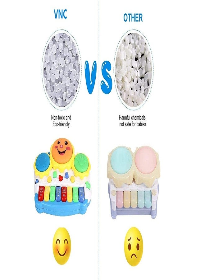 PULSBERY مجموعة ألعاب بيانو ولوحة مفاتيح موسيقية من بولسبري، مجموعة بيانو ولوحة مفاتيح مع موسيقى وأضواء، لعبة تعليمية إلكترونية موسيقية للأطفال الرضع بعمر سنة واحدة - Image 5